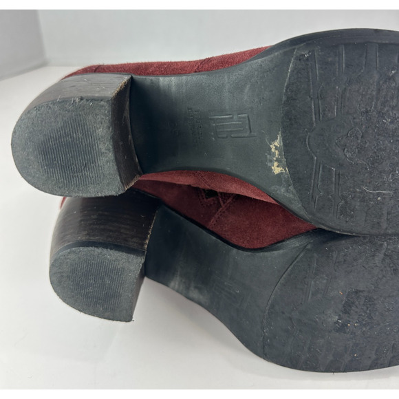 Sundance Suede Ankle Boots Size 39 US 8.5 - 9 Block Heel Burgundy Red Booties - Picture 11 of 16